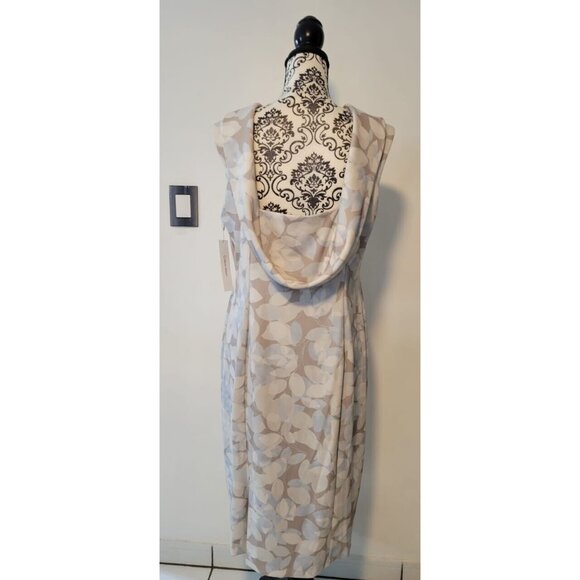 CALVIN KLEIN BEIGE FLORAL DRESS SIZE 14 - Picture 6 of 16